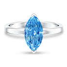 IGI Certified 4 Carat Engagement Ring with Solitaire Marquise Cut Lab Grown Blue Diamond Vivid Blue - VS1 - Rosec Jewels