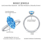 Lab Grown 2 Carat Blue Diamond Marquise Solitaire Engagement Ring IGI Certified Vivid Blue - VS1 - Rosec Jewels
