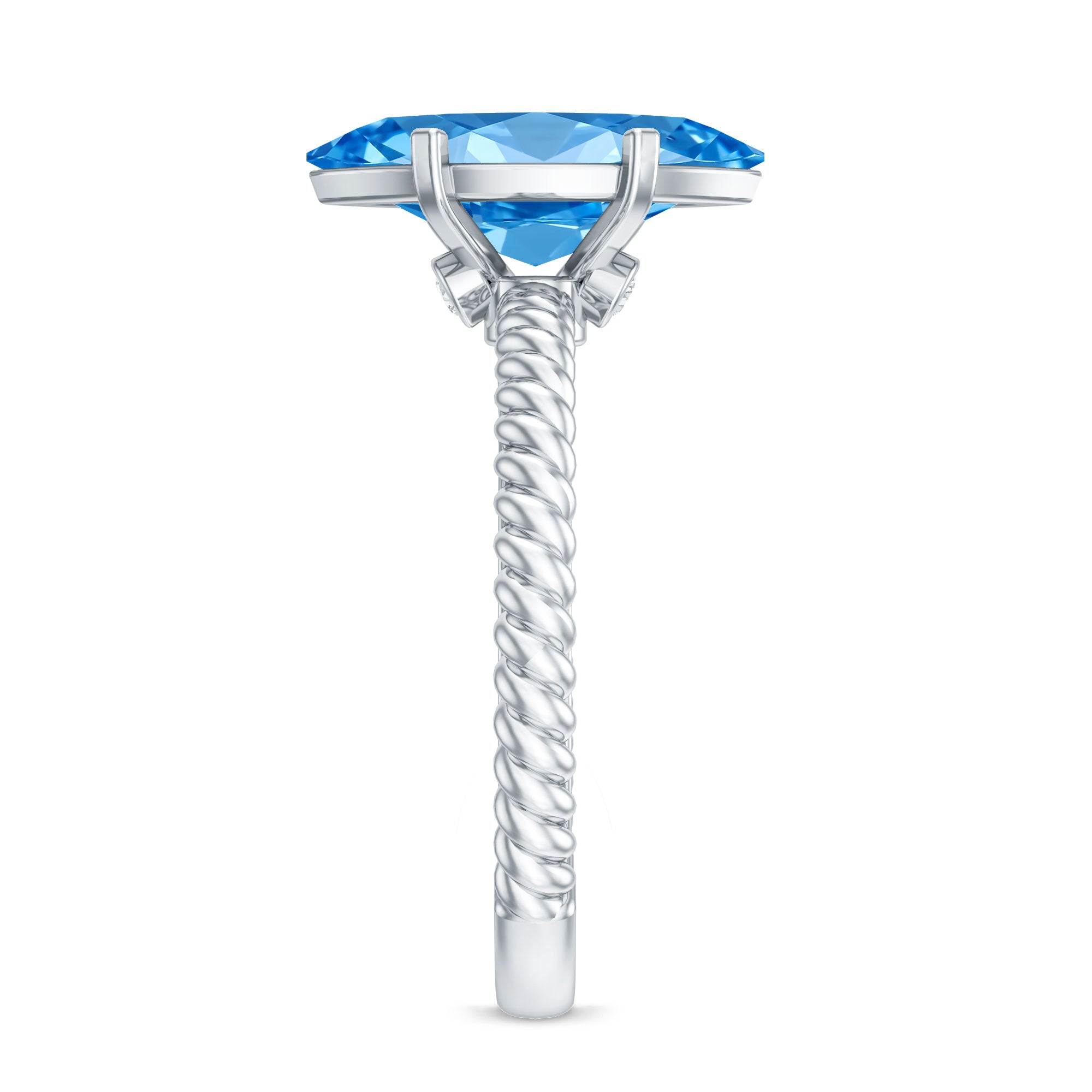 Lab Grown 2 Carat Blue Diamond Marquise Solitaire Engagement Ring IGI Certified Vivid Blue - VS1 - Rosec Jewels