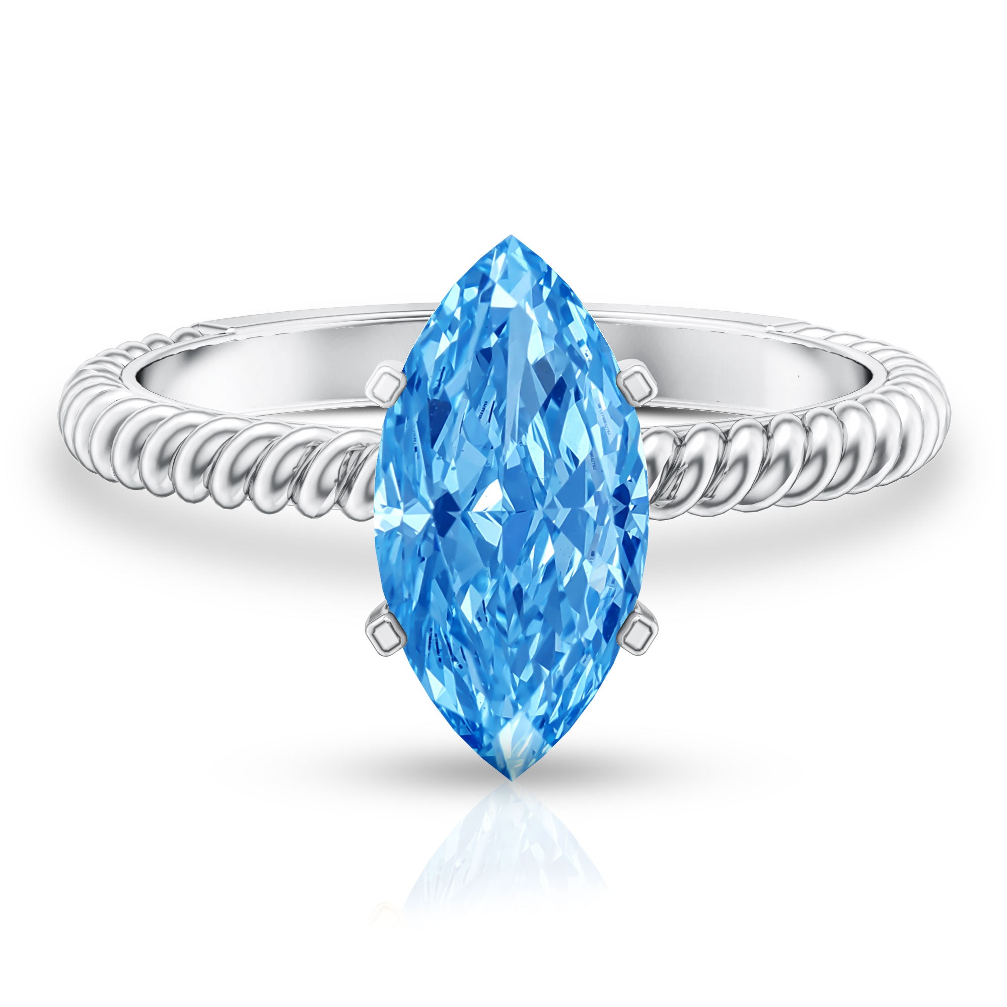 Lab Grown 2 Carat Blue Diamond Marquise Solitaire Engagement Ring IGI Certified Vivid Blue - VS1 - Rosec Jewels