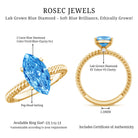 Lab Grown 2 Carat Blue Diamond Marquise Solitaire Engagement Ring IGI Certified Vivid Blue - VS1 - Rosec Jewels