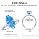 IGI Certified 3 Carat Lab Grown Blue Diamond Solitaire Engagement Ring Marquise Vivid Blue - VS1 - Rosec Jewels