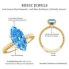 IGI Certified 3 Carat Lab Grown Blue Diamond Solitaire Engagement Ring Marquise Vivid Blue - VS1 - Rosec Jewels