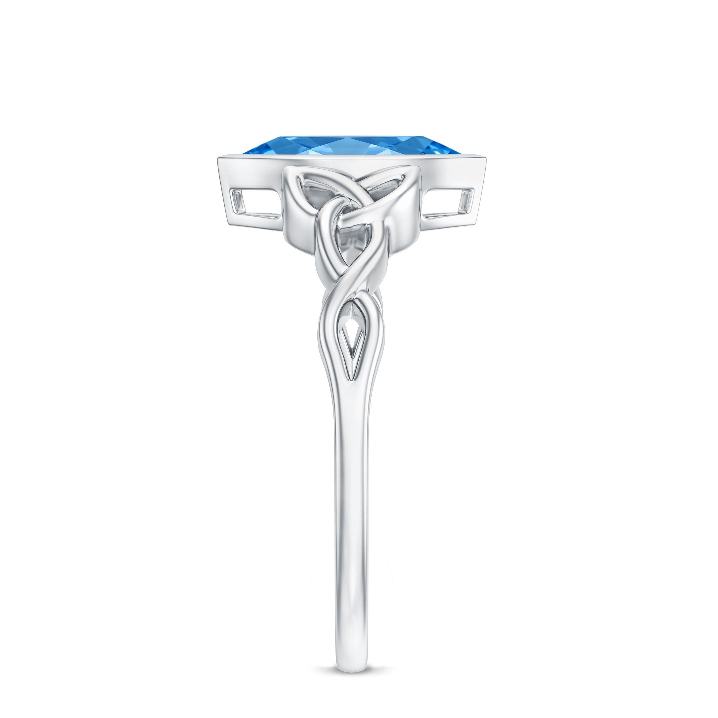 Rosec Jewels-1 Carat Marquise Cut Lab Blue Diamond Celtic Engagement Ring IGI Certified