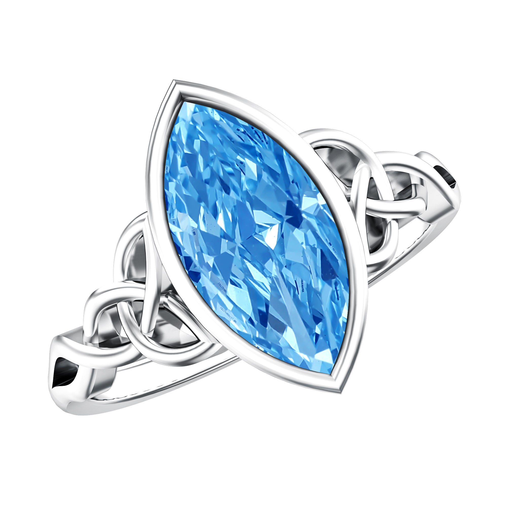 Rosec Jewels-2 Carat Marquise Cut Lab Grown Blue Diamond Celtic Engagement Ring IGI Certified