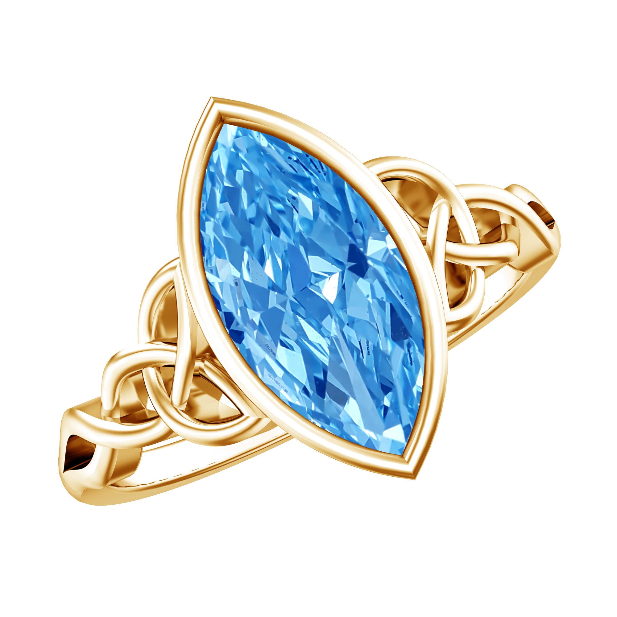 Rosec Jewels-2 Carat Marquise Cut Lab Grown Blue Diamond Celtic Engagement Ring IGI Certified