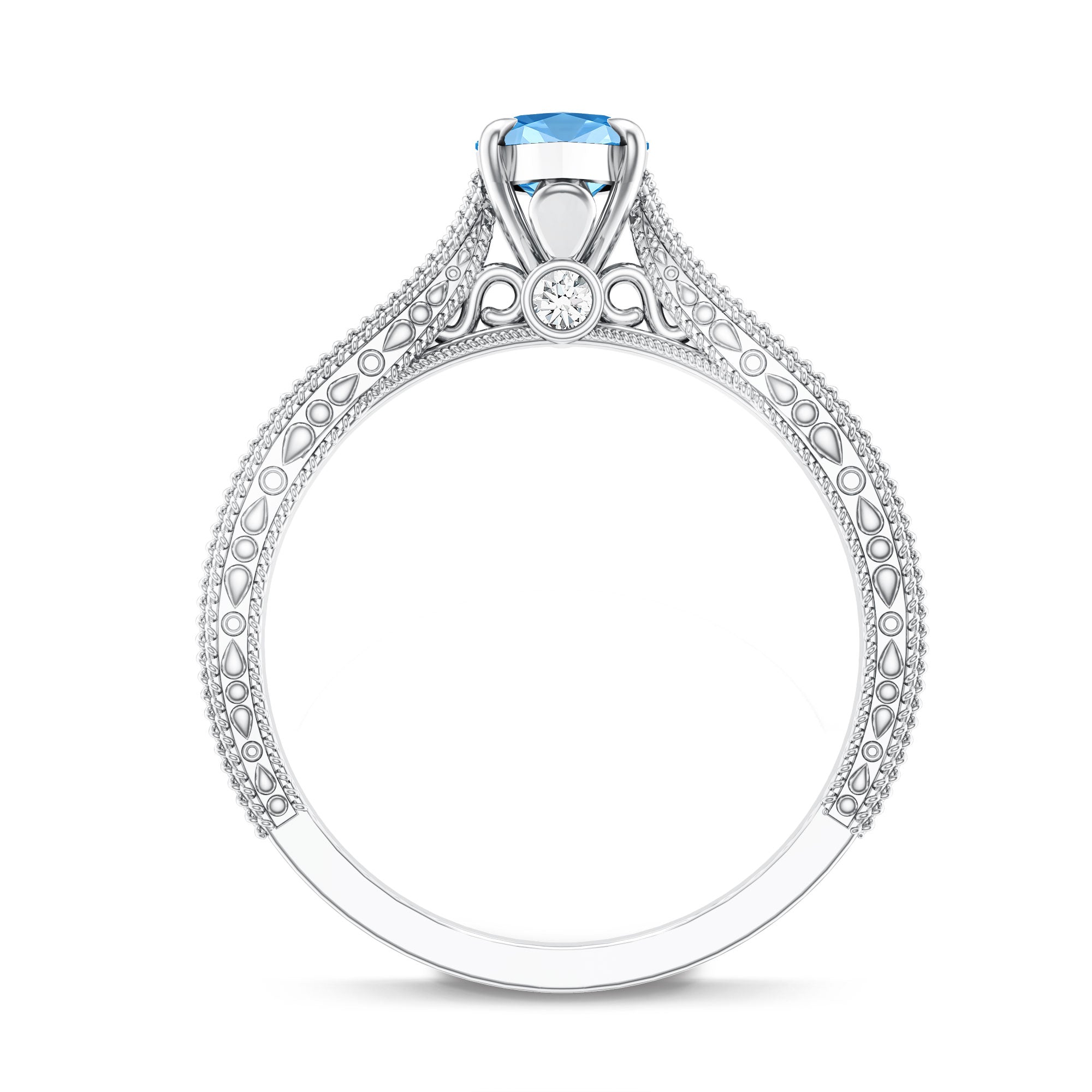 Rosec Jewels-Vintage Style 1 Carat Lab Created Blue Diamond Solitaire Engagement Ring IGI Certified