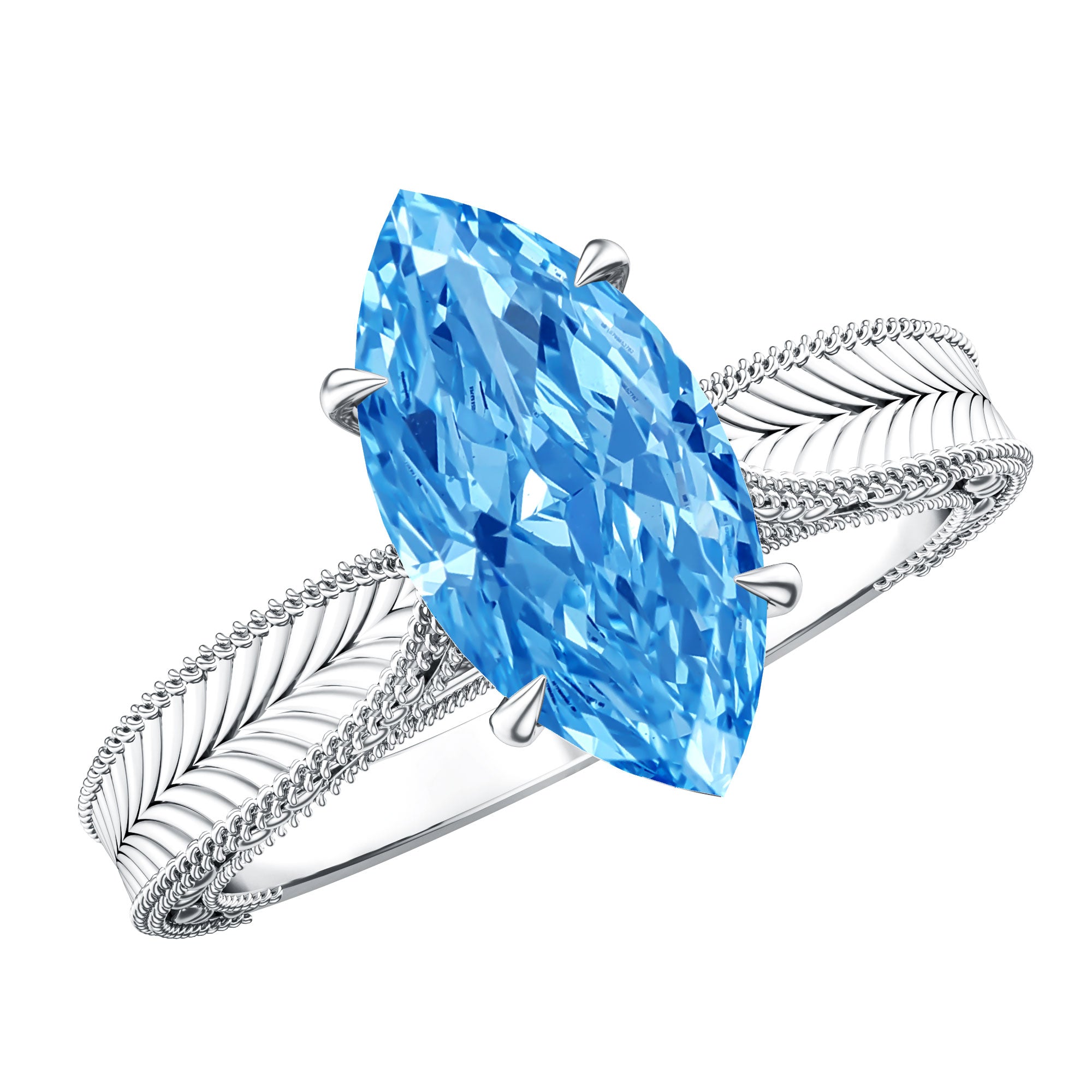 Rosec Jewels-Lab Created 2 Carat Blue Diamond Vintage Inspired Engagement Ring IGI Certified