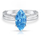 Rosec Jewels-Lab Created 2 Carat Blue Diamond Vintage Inspired Engagement Ring IGI Certified