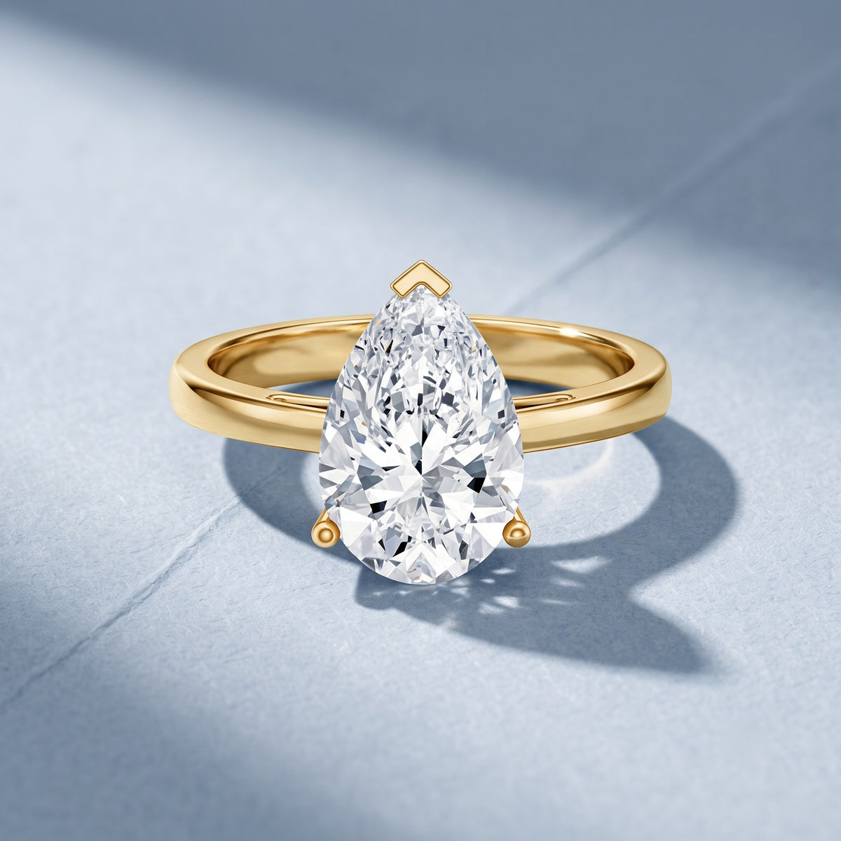 IGI Certified Lab Grown 3 Carat Pear Shaped Diamond Ring for Engagement Lab - ( E-VS1 ) - Rosec Jewels