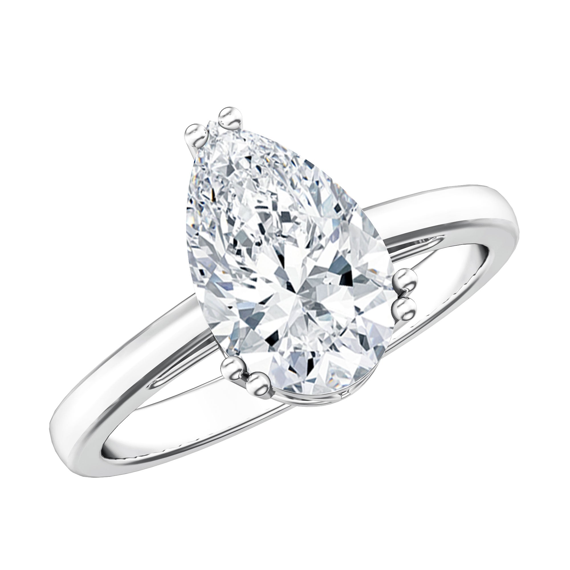 Rosec Jewels-IGI Certified Lab Grown 2 Carat Diamond Pear Engagement Ring Solitaire