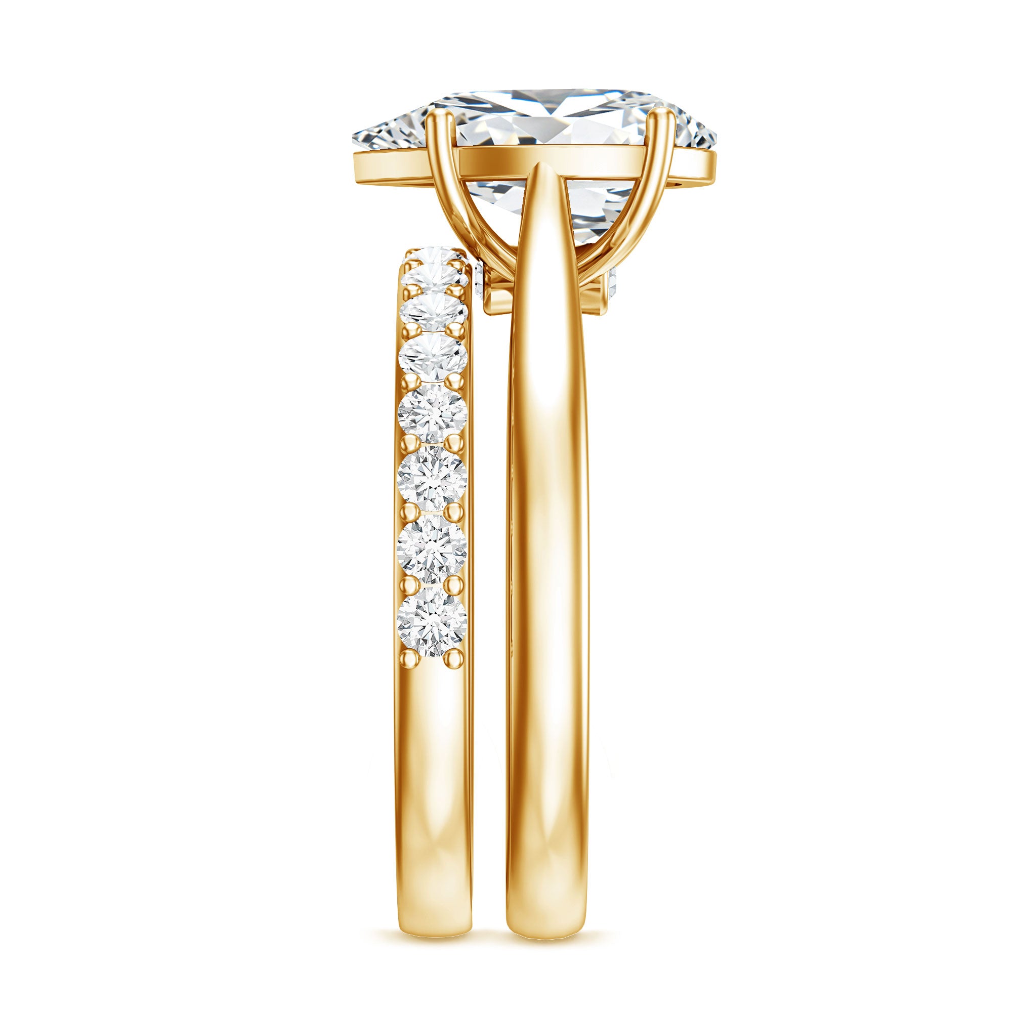 Rosec Jewels-IGI Certified Pear Shape 2 Carat Lab Grown Diamond Bridal Ring Set for Women