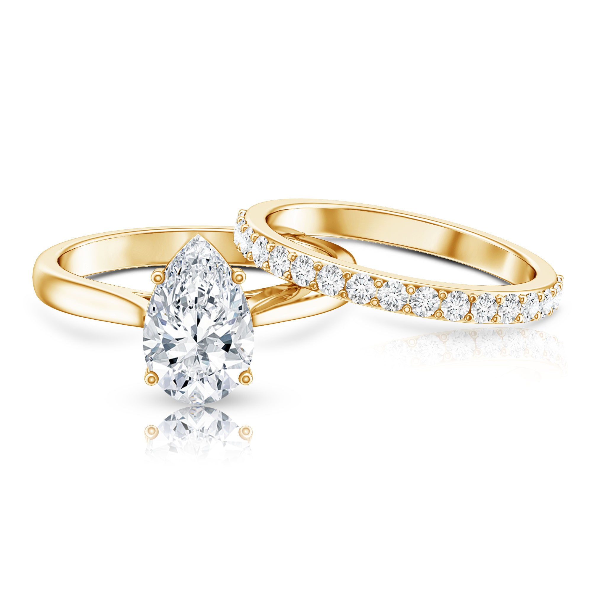 Rosec Jewels-IGI Certified Pear Shape 2 Carat Lab Grown Diamond Bridal Ring Set for Women