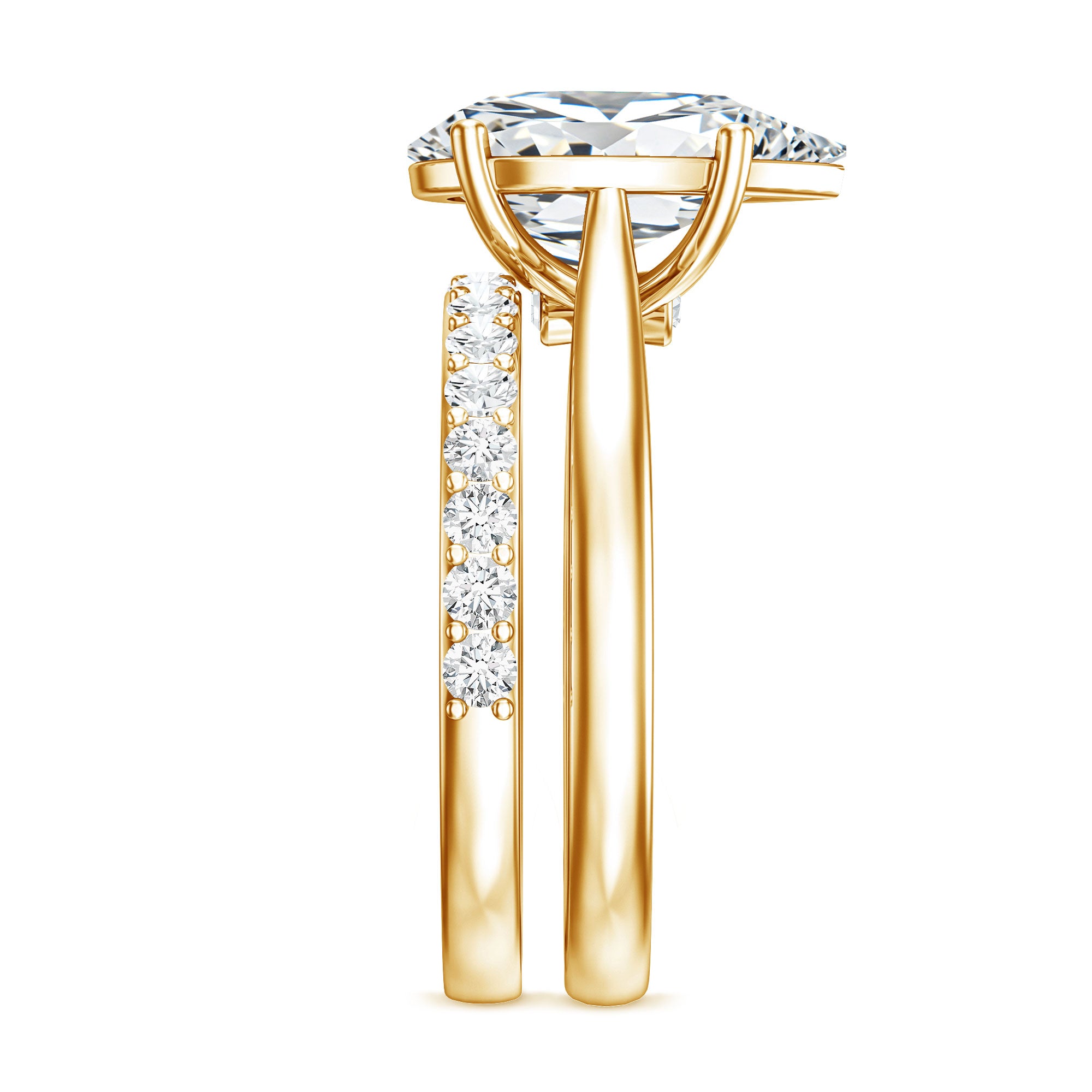 Rosec Jewels-IGI Certified 3 Carat Lab Grown Diamond Pear Cut Engagement Ring Set