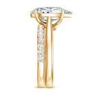 Rosec Jewels-4 Carat Pear Shape Solitaire Wedding Ring Set with IGI Certified Lab Grown Diamond
