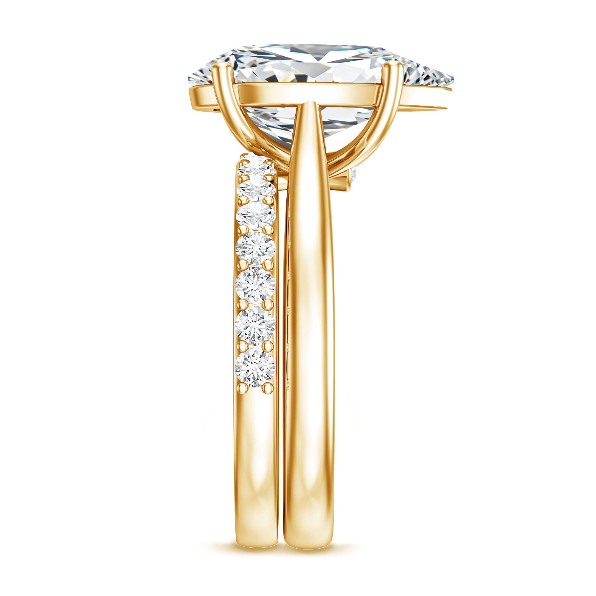 Rosec Jewels-4 Carat Pear Shape Solitaire Wedding Ring Set with IGI Certified Lab Grown Diamond