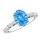 Rosec Jewels-2 Carat Lab Grown Blue Diamond Oblong Engagement Ring with IGI Certificate