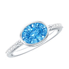 Rosec Jewels-1 Carat Oval Lab Grown Blue Diamond East West Engagement Ring IGI Certified