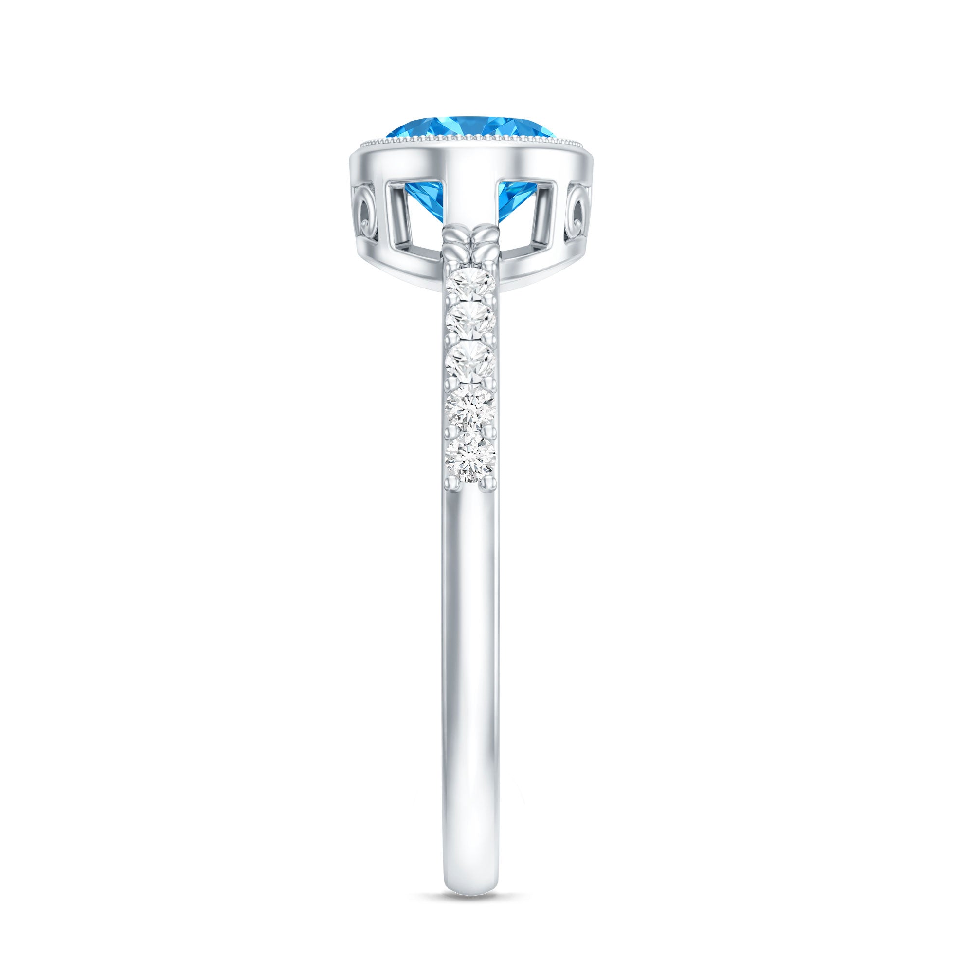 Rosec Jewels-1 Carat Oval Lab Grown Blue Diamond East West Engagement Ring IGI Certified