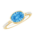 Rosec Jewels-1 Carat Oval Lab Grown Blue Diamond East West Engagement Ring IGI Certified
