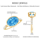 Rosec Jewels-IGI Certified 3 Carat Oval Lab Grown Blue Diamond East West Engagement Ring