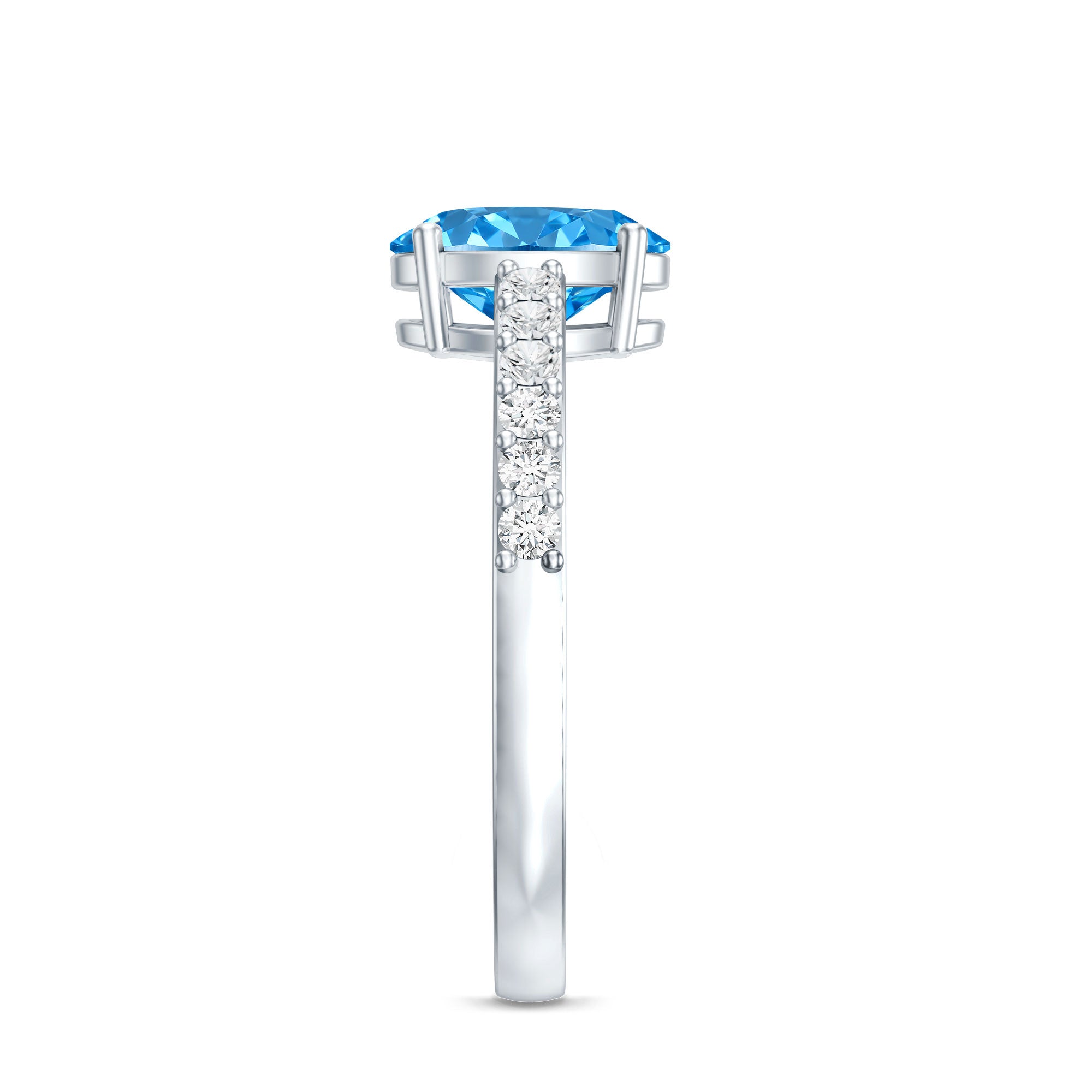 Rosec Jewels-IGI Certified 1 Carat Lab Blue Diamond Oval Engagement Ring with Side Stones