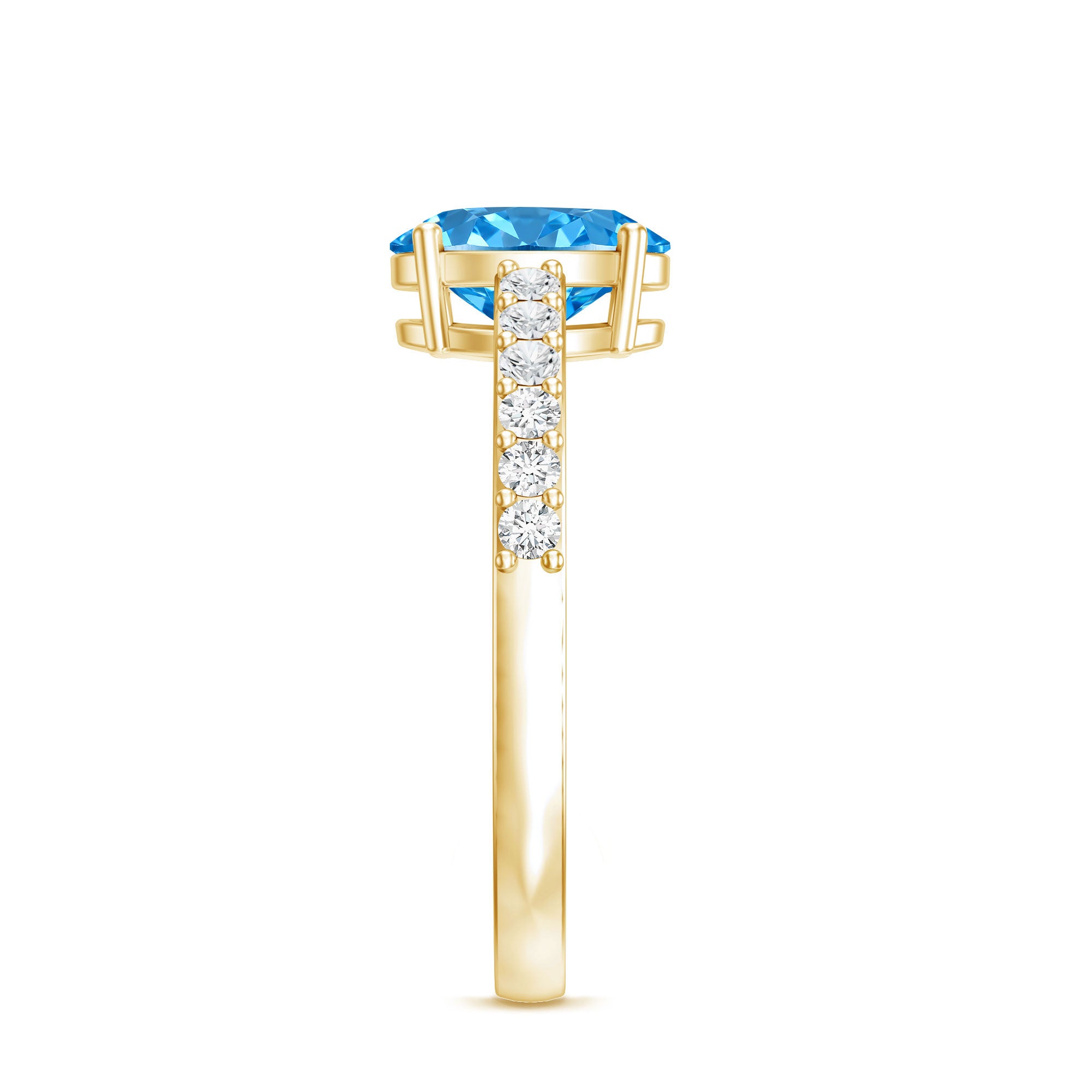 Rosec Jewels-IGI Certified 1 Carat Lab Blue Diamond Oval Engagement Ring with Side Stones