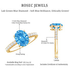Rosec Jewels-2 Carat IGI Certified Lab Blue Diamond Solitaire Oval Engagement Ring for Women