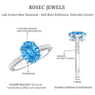 Rosec Jewels-3 Carat Lab Grown Oval Blue Diamond Engagement Ring with IGI Certificate