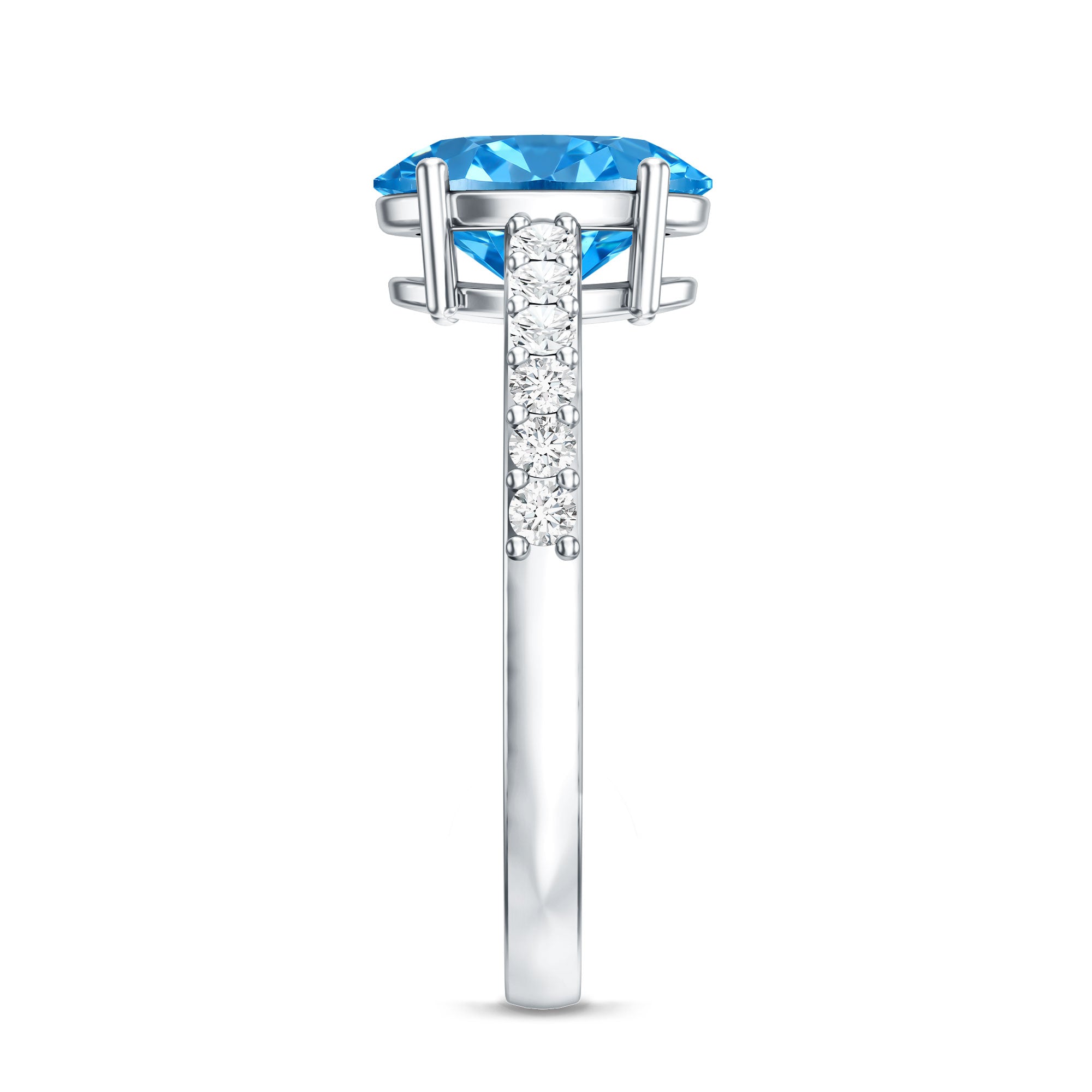 Rosec Jewels-3 Carat Lab Grown Oval Blue Diamond Engagement Ring with IGI Certificate