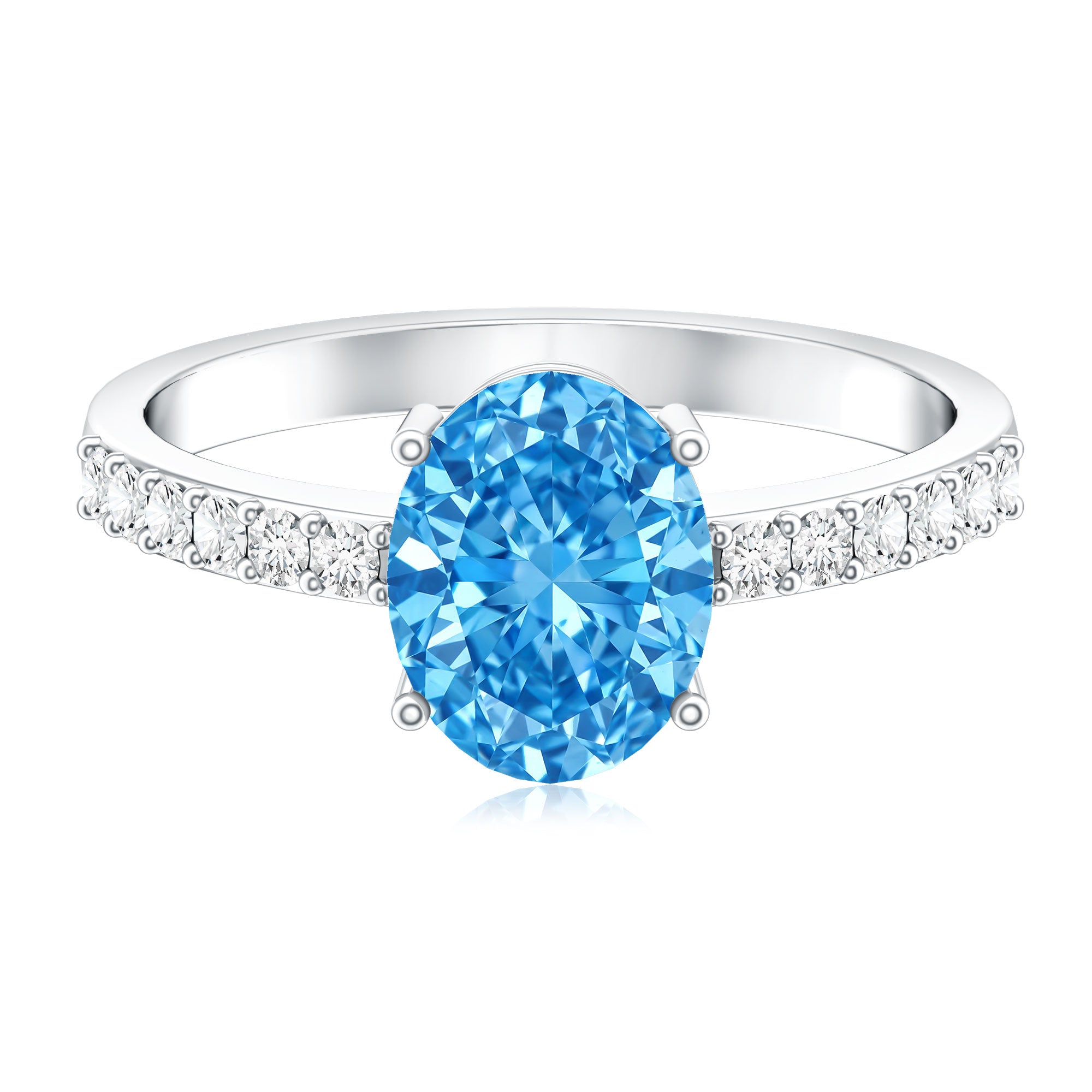 Rosec Jewels-3 Carat Lab Grown Oval Blue Diamond Engagement Ring with IGI Certificate