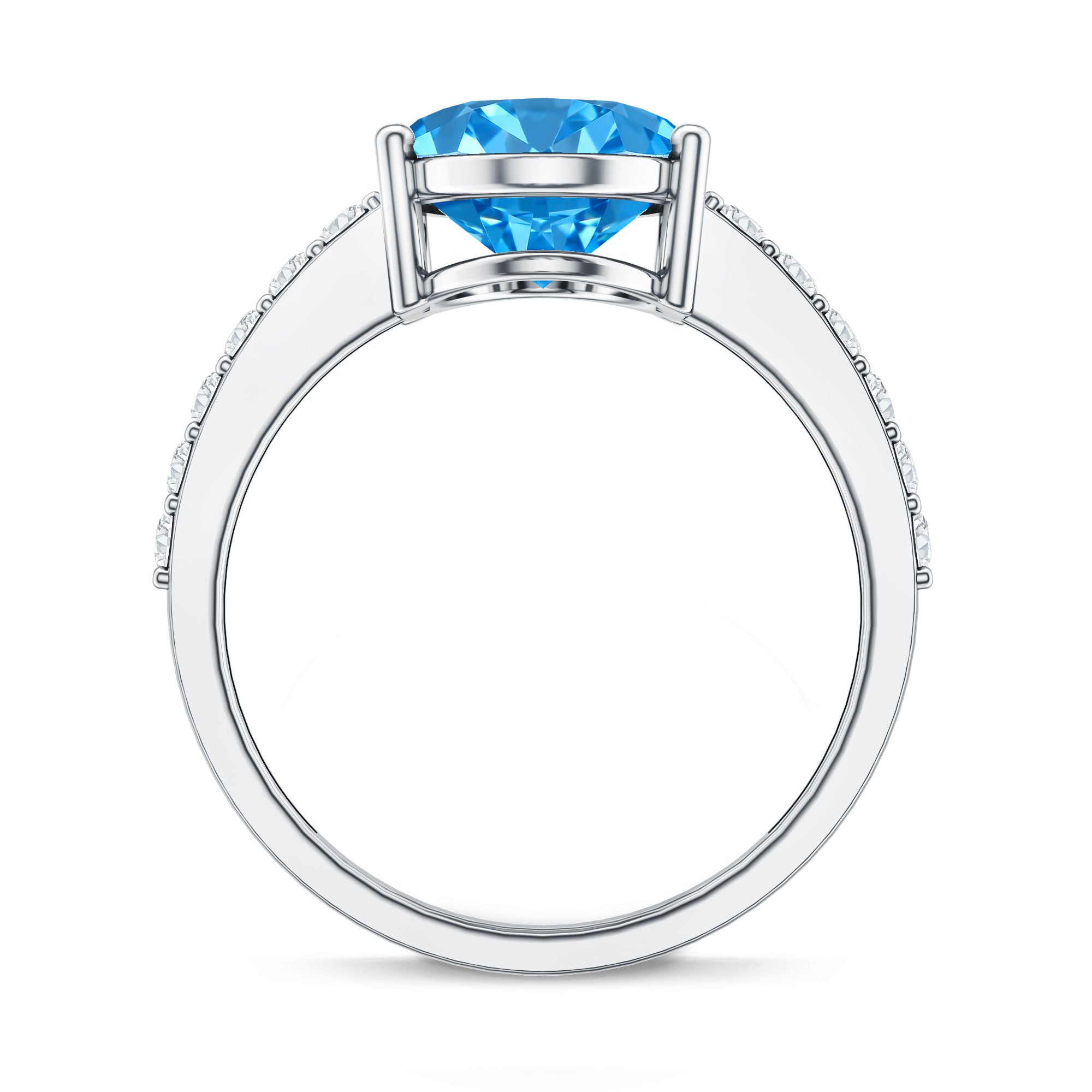 Rosec Jewels-IGI Certified Solitaire 4 Carat Lab Grown Blue Diamond Huge Engagement Ring with Side Stones