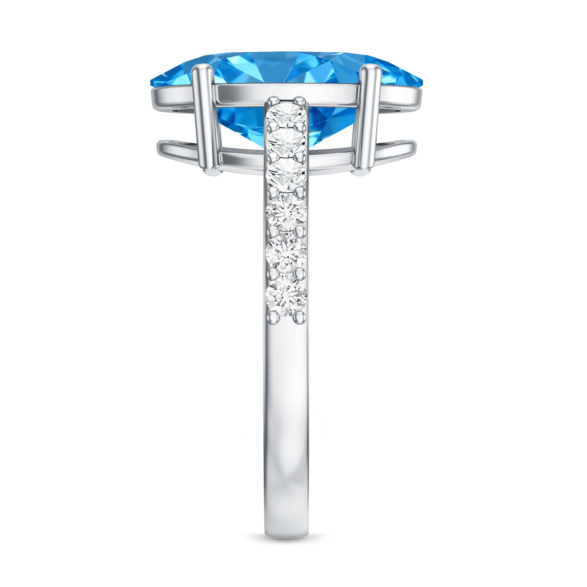 Rosec Jewels-IGI Certified Solitaire 4 Carat Lab Grown Blue Diamond Huge Engagement Ring with Side Stones