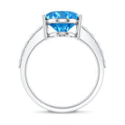 Rosec Jewels-Elongated Oval Lab Grown Blue Diamond 5 Carat Engagement Ring IGI Certified