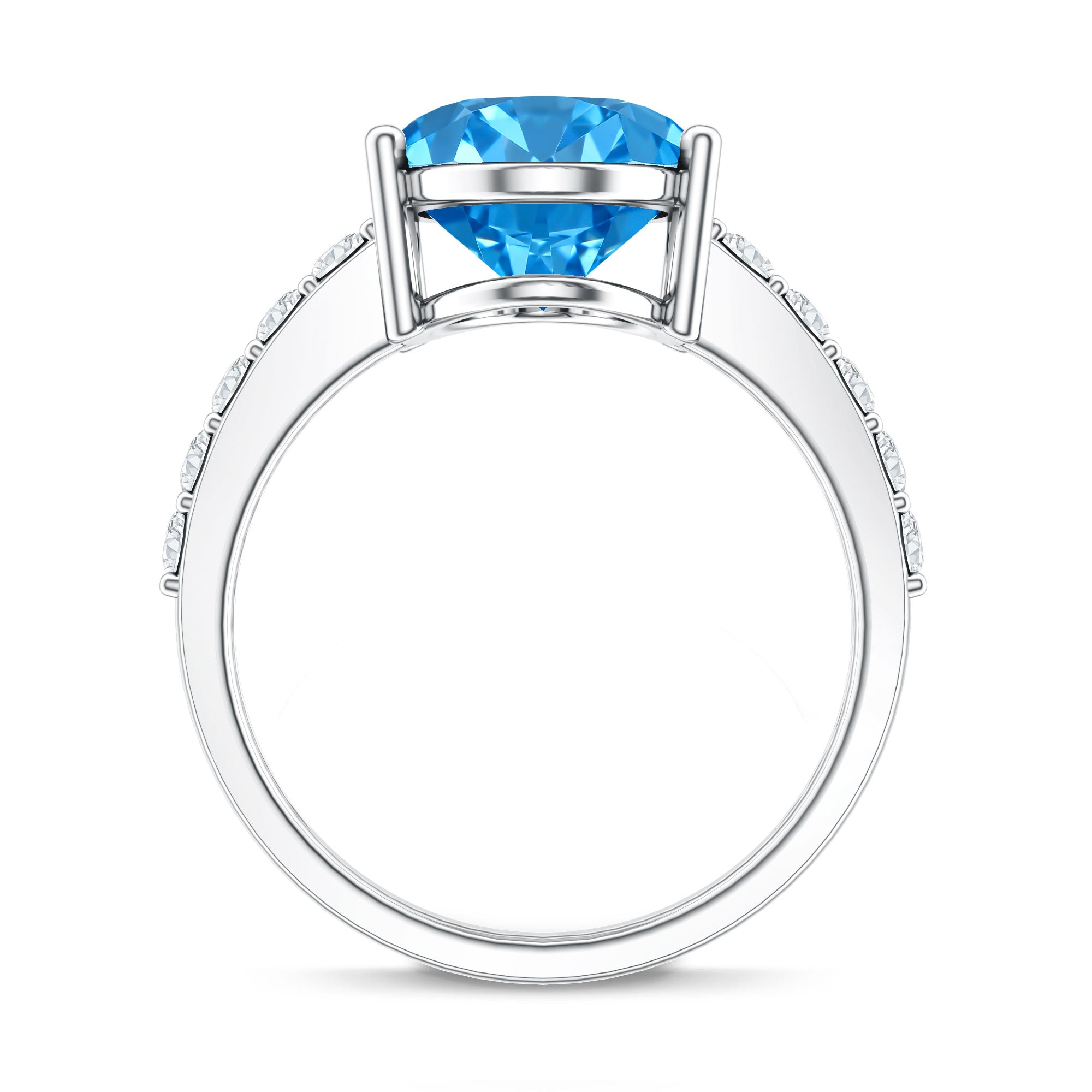 Rosec Jewels-Elongated Oval Lab Grown Blue Diamond 5 Carat Engagement Ring IGI Certified