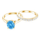 Rosec Jewels-IGI Certified Oval 1 Carat Lab Grown Blue Diamond Wedding Ring Set