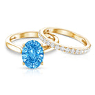Rosec Jewels-Lab Grown Blue Diamond 3 Carat Oval Bridal Ring Set with IGI Certificate