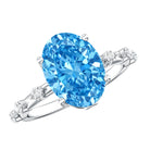 Rosec Jewels-IGI Certified 3 Carat Lab Created Oval Blue Diamond Engagement Ring