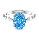 Rosec Jewels-IGI Certified 3 Carat Lab Created Oval Blue Diamond Engagement Ring