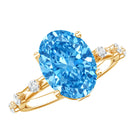 Rosec Jewels-IGI Certified 3 Carat Lab Created Oval Blue Diamond Engagement Ring