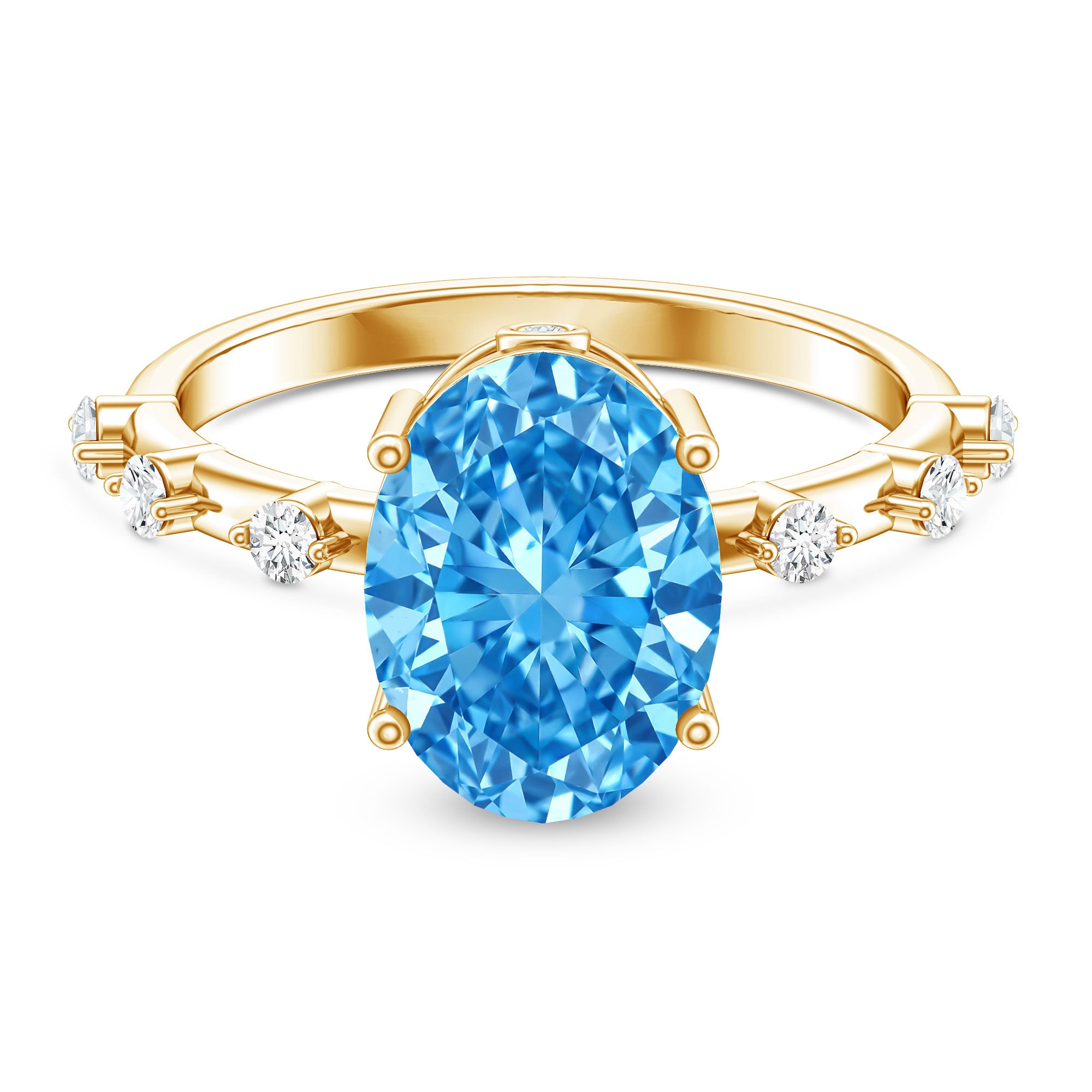 Rosec Jewels-IGI Certified 3 Carat Lab Created Oval Blue Diamond Engagement Ring