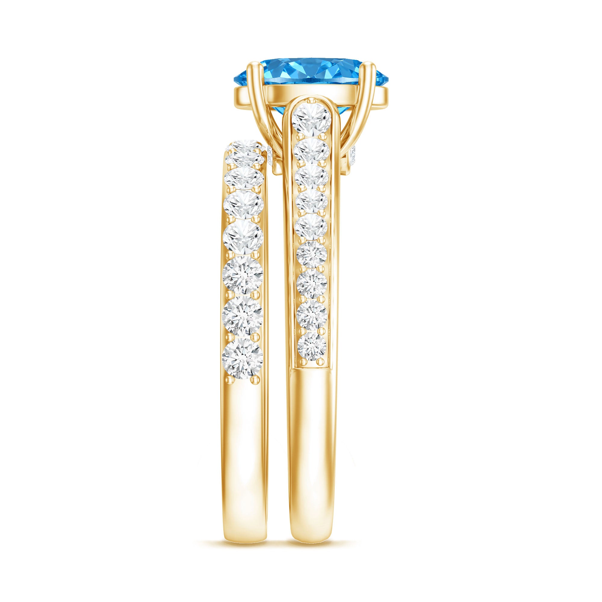 Rosec Jewels-Oval Shaped 1 Carat Lab Grown Blue Diamond Bridal Ring Set IGI Certified