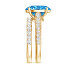 Rosec Jewels-3 Carat Lab Grown Blue Diamond Oval Wedding Ring Set with IGI Certificate