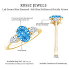 Rosec Jewels-IGI Certified 1 Carat Lab Grown Blue and White Diamond Three Stone Engagement Ring