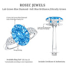 Rosec Jewels-Oval Shape 3 Carat Lab Grown Blue Diamond Three Stone Engagement Ring with IGI Certificate