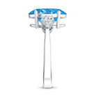 Rosec Jewels-Oval Shape 3 Carat Lab Grown Blue Diamond Three Stone Engagement Ring with IGI Certificate