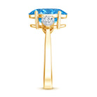 Rosec Jewels-Oval Shape 3 Carat Lab Grown Blue Diamond Three Stone Engagement Ring with IGI Certificate
