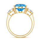 Rosec Jewels-IGI Certified Lab Grown Blue and White Diamond Triple Stone Engagement Ring 5 Carat