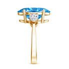 Rosec Jewels-IGI Certified Lab Grown Blue and White Diamond Triple Stone Engagement Ring 5 Carat