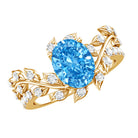 Rosec Jewels-Oval Shaped 1 Carat Lab Grown Blue Diamond Designer Engagement Ring IGI Certified